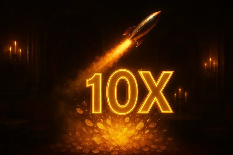 Plane climbing at 10x multiplier above exploding golden coins